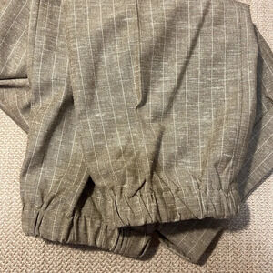 ASOS size W30 x L32 tailored pants, greenish beige striped cinched bottom pants